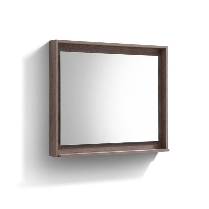 KubeBath Kube Butternut Finish Framed Mirror With Shelve