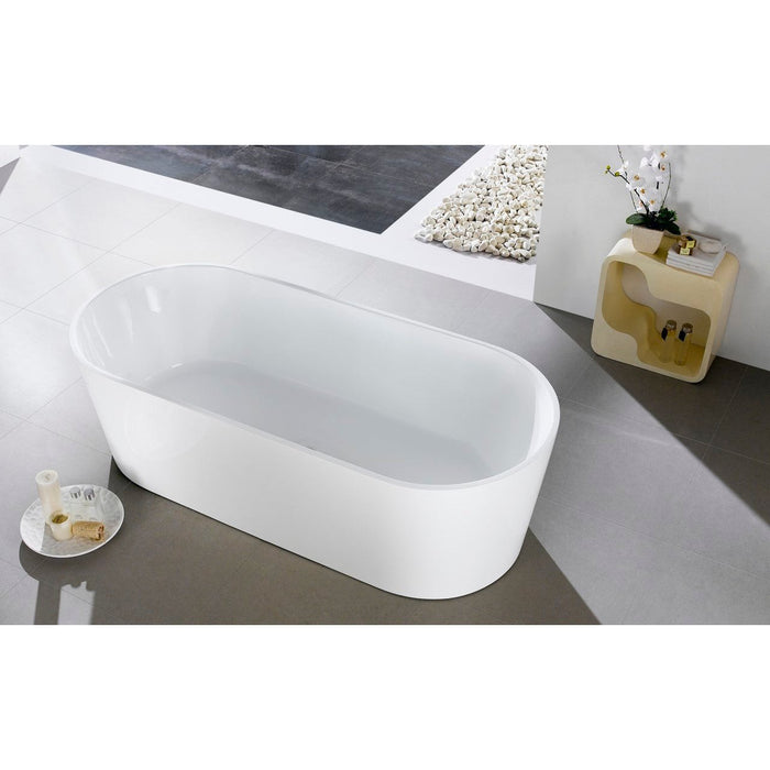 KubeBath Kube Ovale 67" White Free Standing Bathtub