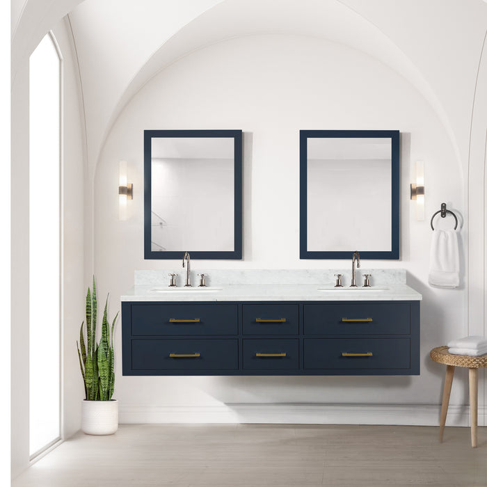 Lexora Home Castor Double Bath Vanity with Carrara Marble Countertop