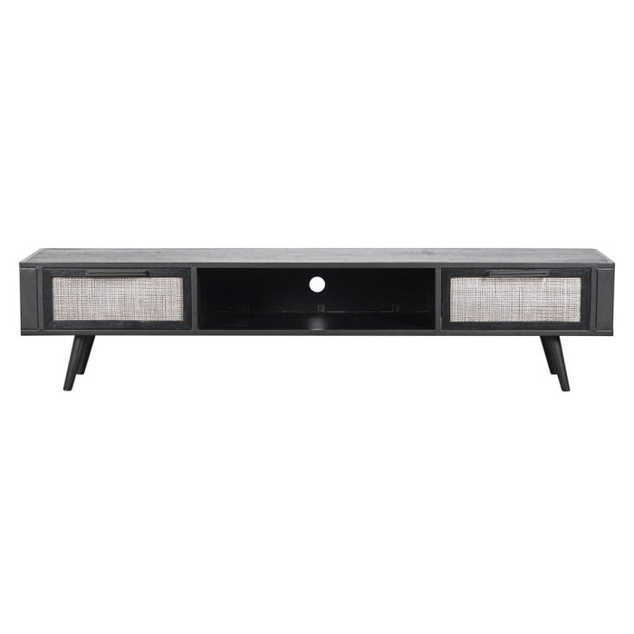 NovaSolo Nordic Mindi Rattan TV Dresser 2 Drawers Black MD RT 20050