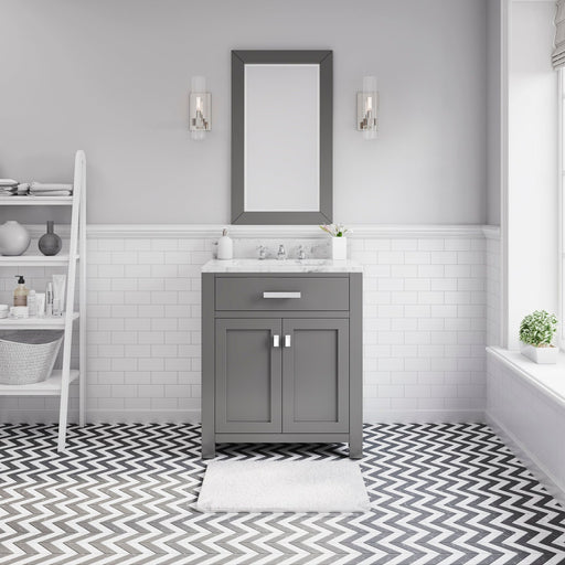 Water Creation Madison 30 Inch Cashmere Grey Single Sink Bathroom Vanity With Matching Framed Mirror From The Madison Collection MS30CW01CG-R24000000