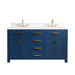Water Creation Madison Madison 60-Inch Double Sink Carrara White Marble Vanity In Monarch Blue MS60CW06MB-000000000