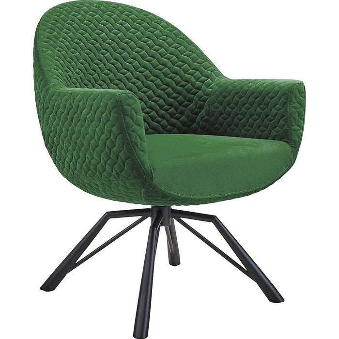 Bellini Modern Living Accent Chair with Green Fabric cover and Black Steel Swivel base Macy GRN