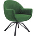 Bellini Modern Living Accent Chair with Green Fabric cover and Black Steel Swivel base Macy GRN