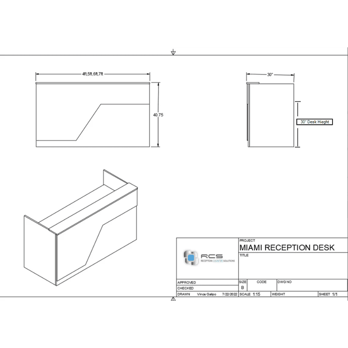 Miami Reception Desk, Office desk, Sales Desk, Sales Counter, Reception Counter