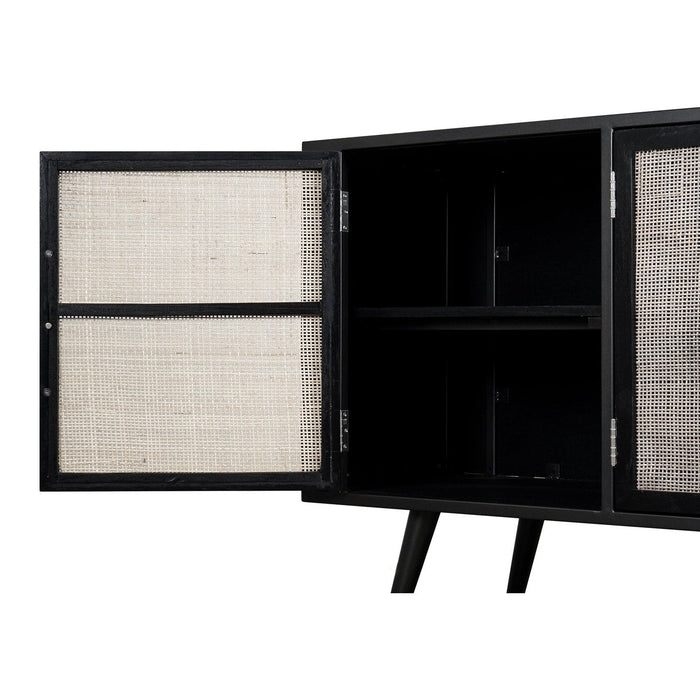 NovaSolo Nordic Mindi Rattan TV Dresser 3 Doors Black MD RT 19052