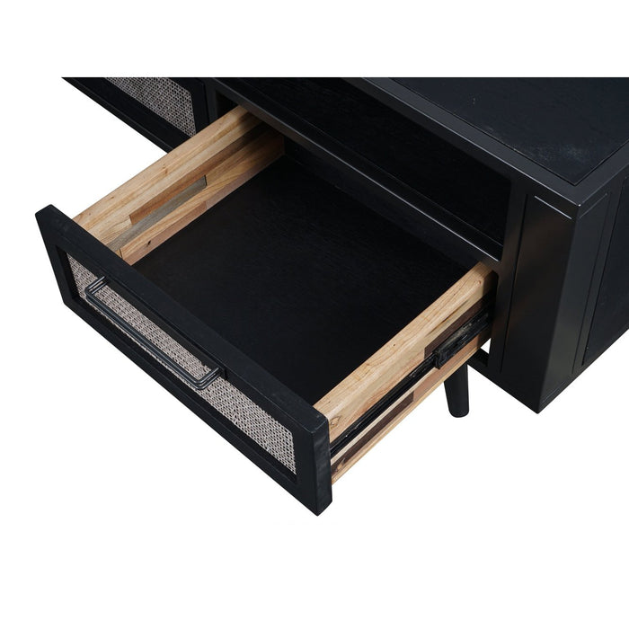 NovaSolo Nordic Mindi Rattan TV Dresser 3 Drawers Black MD RT 18051