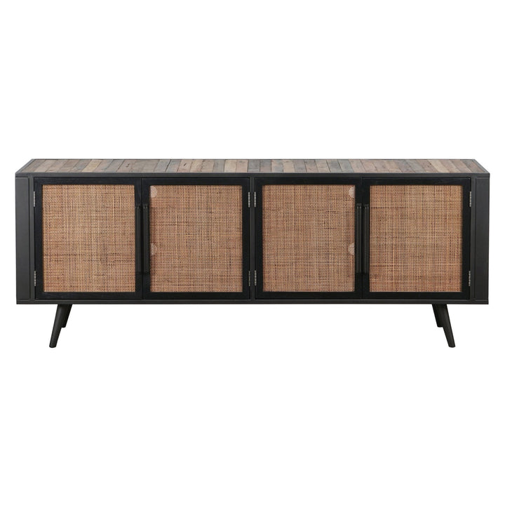 NovaSolo Nordic Rattan TV Dresser 4 Doors Natural Boat Wood BW RT 18050