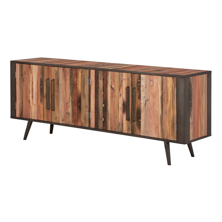 NovaSolo Nordic Smooth Boat Wood TV Dresser 4 Doors Natural Brown KK NO 18001