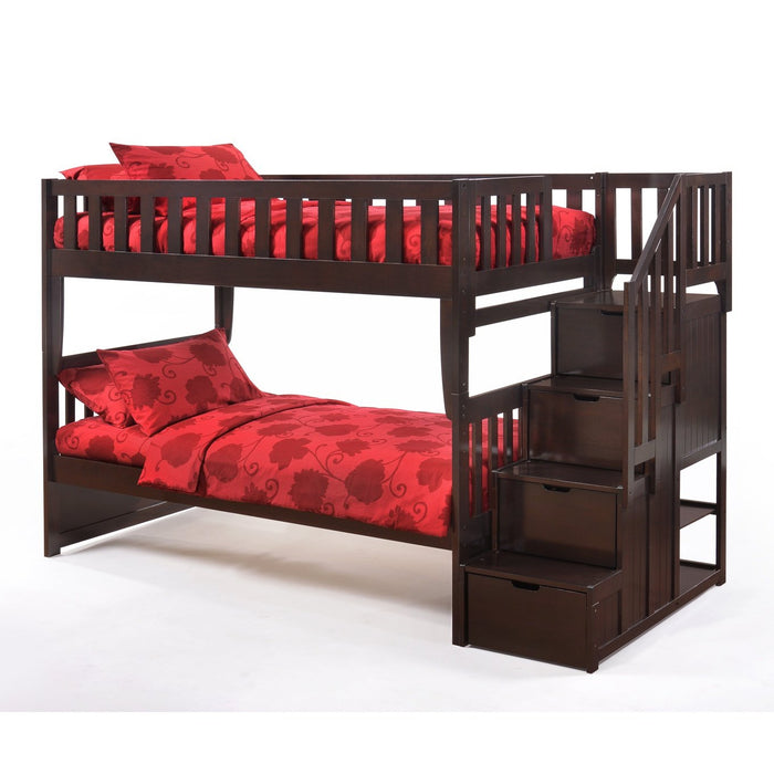 Night and Day Furniture Spices Peppermint Twin/Twin Staircase Bunk Bed