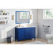 Eviva London 48 x 18" Transitional Double Sink Bathroom Vanity in Blue Finish with White Carrara Marble Countertop and Gold Handles