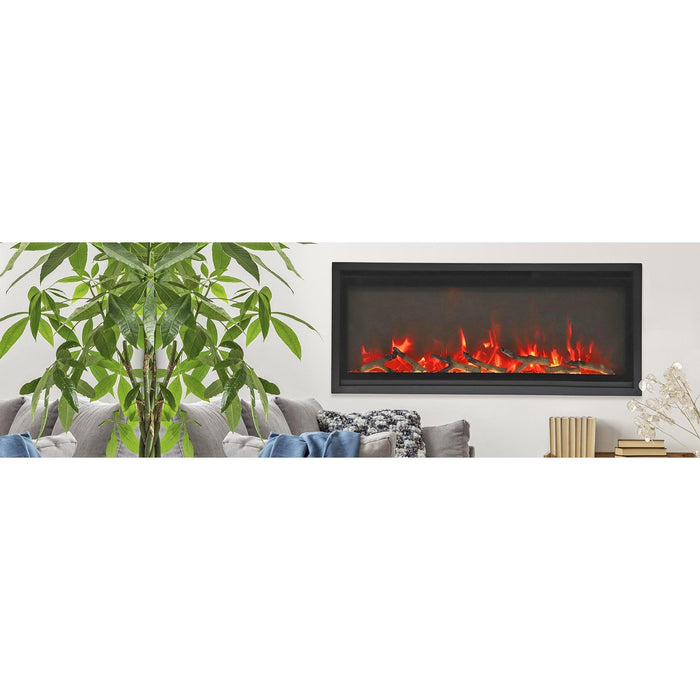 Remii Extra Slim Indoor Only Electric Fireplace with Black Steel Surround