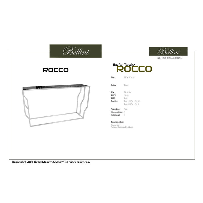Bellini Modern Living Rocco Sofa Table Rocco ST BLK
