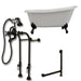 Cambridge Plumbing Cast Iron Slipper Clawfoot Tub 61" X 30" with No Faucet Drillings and Complete Free Standing British Telephone Faucet and Hand Held Shower Oil Rubbed Bronze Package ST61-398463-PKG-ORB-NH