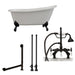 Cambridge Plumbing Cast Iron Slipper Clawfoot Tub 61" X 30" with 7" Deck Mount Faucet Drillings and English Telephone Style Faucet Complete Oil Rubbed Bronze Plumbing Package ST61-684D-PKG-ORB-7DH