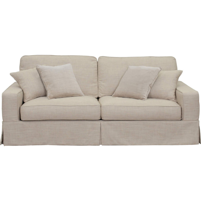 Sunset Trading Americana Box Cushion Slipcovered Sofa | Linen  SU-108500-466082