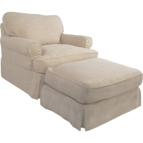 Sunset Trading Horizon Slipcovered T-Cushion Chair with Ottoman | Linen SU-117620-30-466082