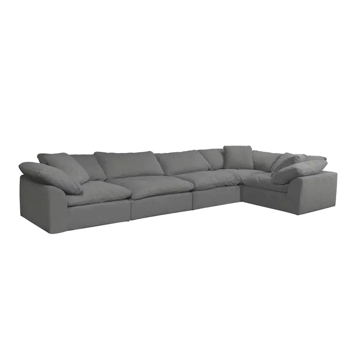 Sunset Trading Cloud Puff 5 Piece 176" Wide Slipcovered Modular Sectional Sofa | Stain Resistant Performance Fabric | Gray SU-1458-94-3C-2A