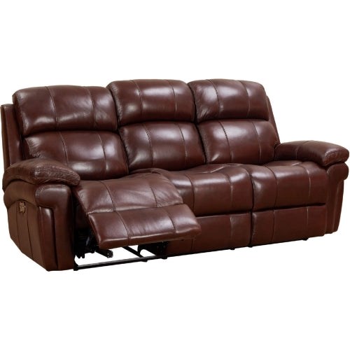 Sunset Trading Luxe Leather 3 Piece Reclining Living Room Set with Power Headrests | USB Ports | Loveseat with Console | Dual Recline Sofa | Chair Recliner | Brown SU-9102-88-1394-3P