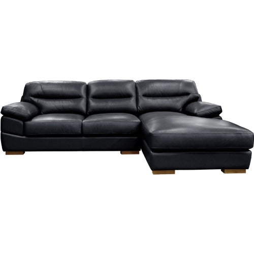 Sunset Trading Jayson 115" Wide Top Grain Leather Sofa with Chaise | Black Right Facing Chofa | Oversized Couch Sectional SU-JH80-155SP