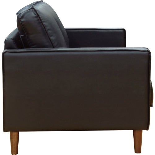 Sunset Trading Prelude 55" Wide Black Top Grain Leather Loveseat | Mid Century Modern Small Couch SU-PR15070-80-200E