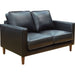 Sunset Trading Prelude 55" Wide Black Top Grain Leather Loveseat | Mid Century Modern Small Couch SU-PR15070-80-200E