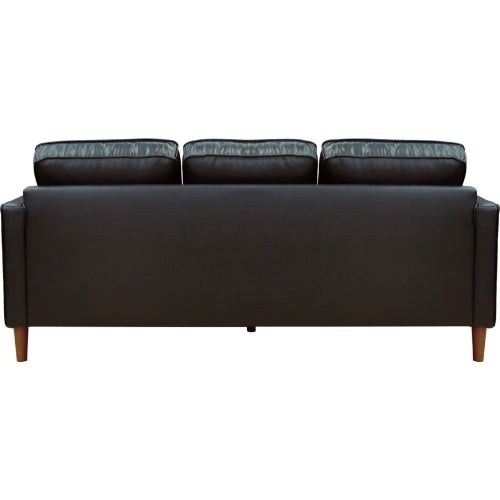 Sunset Trading Prelude 79" Wide Black Top Grain Leather Sofa | Mid Century Modern 3 Seater Couch SU-PR15070-80-300E