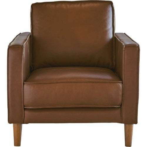 Sunset Trading Prelude 32" Wide Top Grain Leather Armchair | Chestnut Brown | Mid Century Modern Accent Chair | Small Space Living Room Furniture SU-PR15070-86-100E