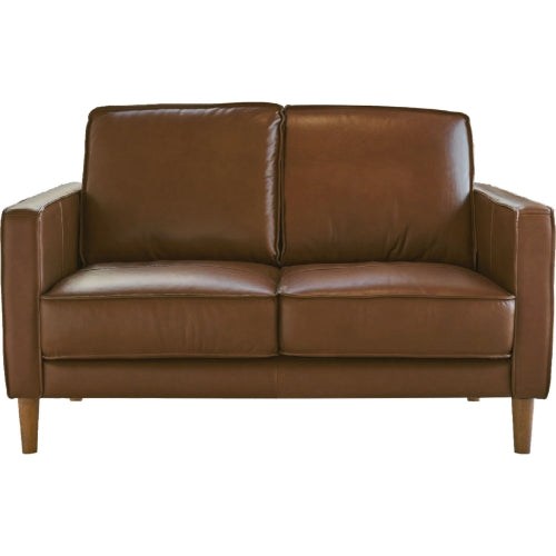 Sunset Trading Prelude 55" Wide Top Grain Leather Loveseat | Chestnut Brown | Mid Century Modern Small Couch SU-PR15070-86-200E