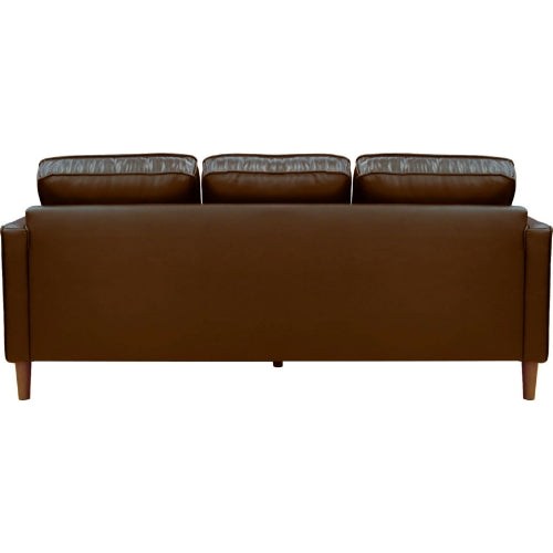 Sunset Trading Prelude 79" Wide Top Grain Leather Sofa | Chestnut Brown | Mid Century Modern 3 Seater Couch SU-PR15070-86-300E