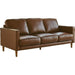 Sunset Trading Prelude 79" Wide Top Grain Leather Sofa | Chestnut Brown | Mid Century Modern 3 Seater Couch SU-PR15070-86-300E