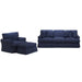 Sunset Trading Horizon 3 Piece Slipcovered Living Room Set | Sofa Chair Ottoman | Washable Stain Resistant Navy Blue Performance Fabric | Dog Cat Pet and Kid Friendly Furniture SU-1176-49-002030