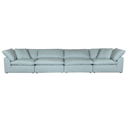 Sunset Trading Cloud Puff 4 Piece 176" Wide Slipcovered Modular Sectional Sofa | Stain Resistant Performance Fabric | Ocean Blue SU-1458-43-2C-2A