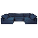 Sunset Trading Cloud Puff 5 Piece 132" Wide Slipcovered Modular Double L Shaped Sectional Sofa | Stain Proof Water Repellant Performance Fabric | Navy Blue SU-1458-49-2C-3A