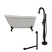 Cambridge Plumbing Cast Iron Swedish Slipper Tub 54" X 30" with no Faucet Drillings and Complete Oil Rubbed Bronze Modern Freestanding Tub Filler with Hand Held Shower Assembly Plumbing Package SWED54-150-PKG-ORB-NH
