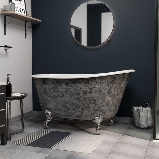 Cambridge Plumbing Scorched Platinum 54” Swedish Clawfoot Tub With Polished Chrome Feet. SWED54-NH-CP-SP