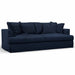 Sunset Trading Newport Slipcovered Recessed Fin Arm 94" Sofa | Stain Resistant Performance Fabric | 4 Throw Pillows | Navy Blue SY-130000-391049