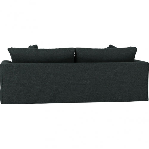 Sunset Trading Newport Slipcovered Recessed Fin Arm 94" Sofa | Stain Resistant Performance Fabric | 4 Throw Pillows | Dark Gray SY-130000-391098