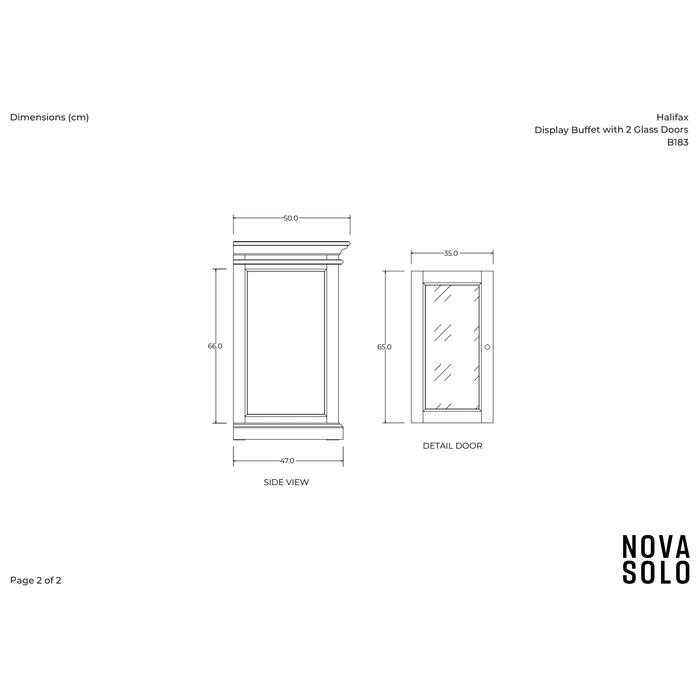 NovaSolo Halifax Display Buffet with 2 Glass Doors White B183