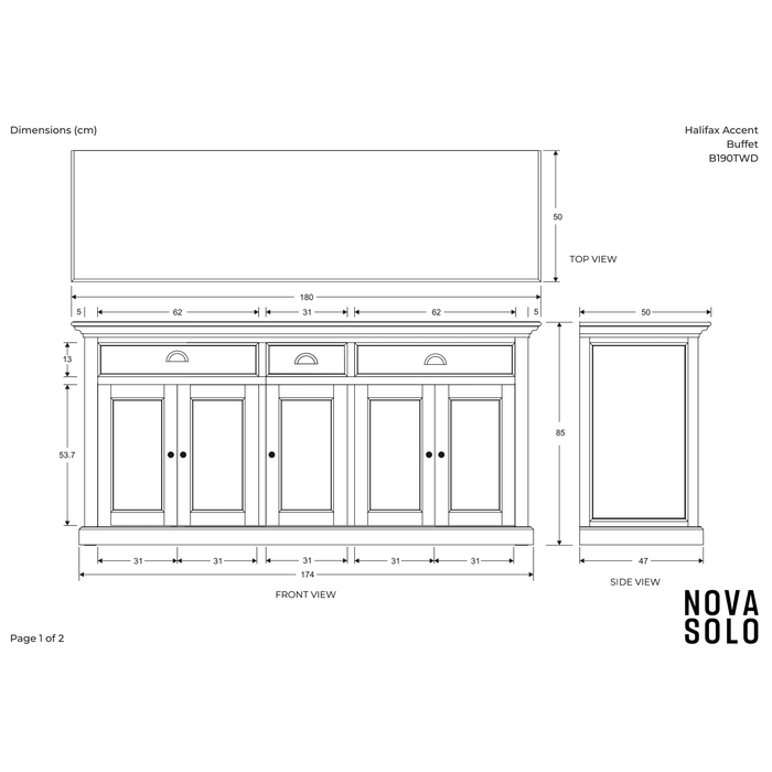 NovaSolo Halifax Accent Buffet In White Distress & Deep Brown B190TWD