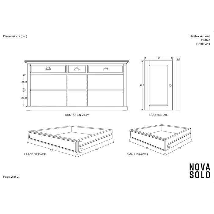 NovaSolo Halifax Accent Buffet In White Distress & Deep Brown B190TWD