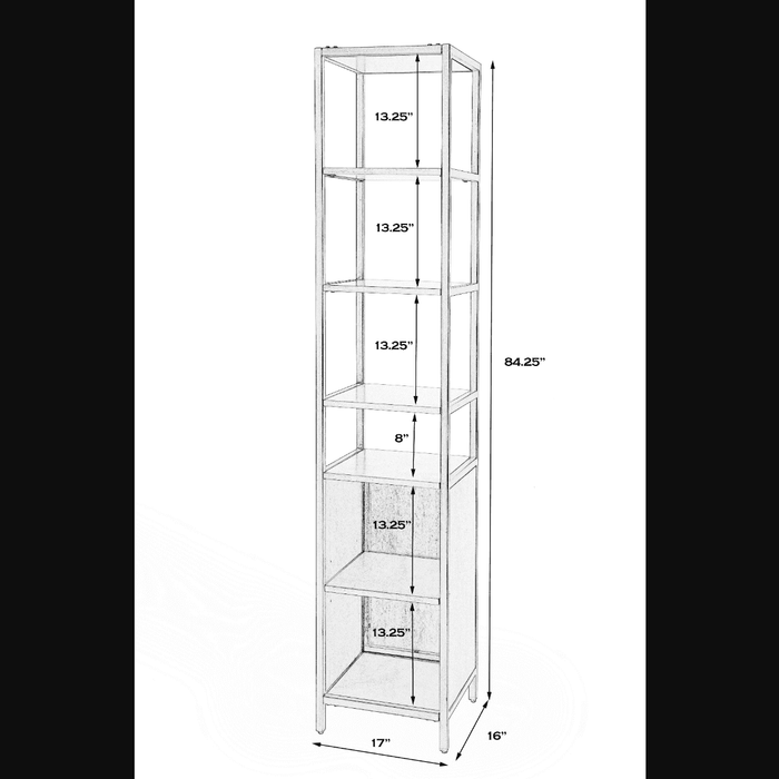 Butler Specialty Company Hans Narrow Wood and Iron Open & Closed 84""Hx17""W Etagere Bookcase, Light Brown 5557419