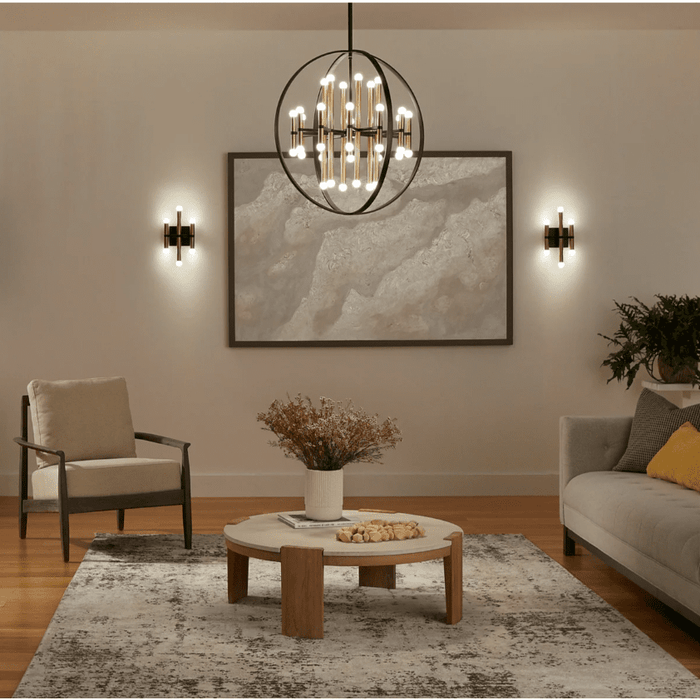 Cyan Design NERO Chandelier 36-Light | Black & Aged Brass close-up view