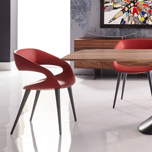 Bellini Modern Living Shape Dining Chair RED with wood legs Shape RD-WD