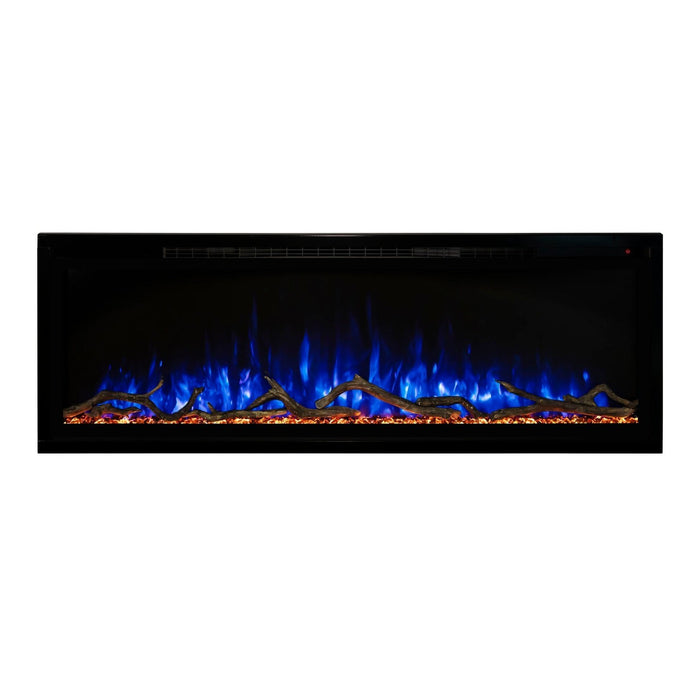 Modern Flames Allwood Wall System in Weathered Walnut | 60'' Spectrum Slimline Electric Fireplace