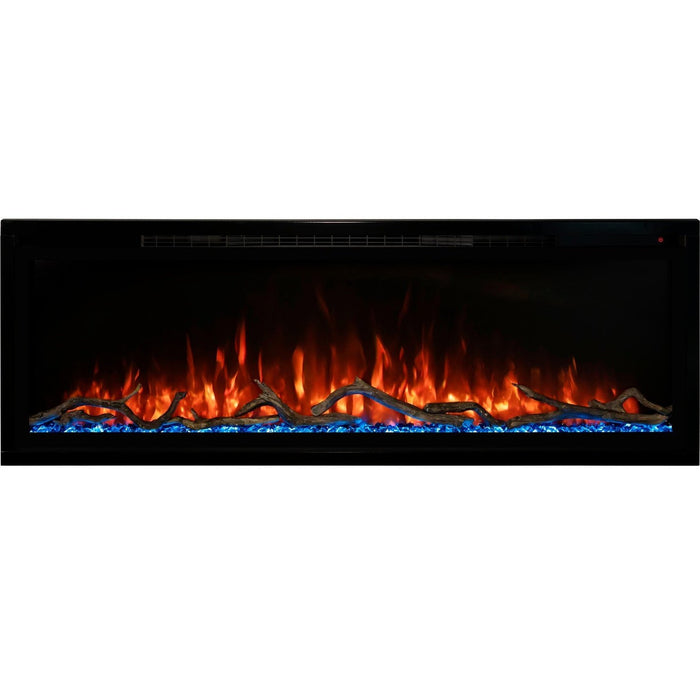 Modern Flames Allwood Wall System in Coastal Sand | 60'' Spectrum Slimline Electric Fireplace