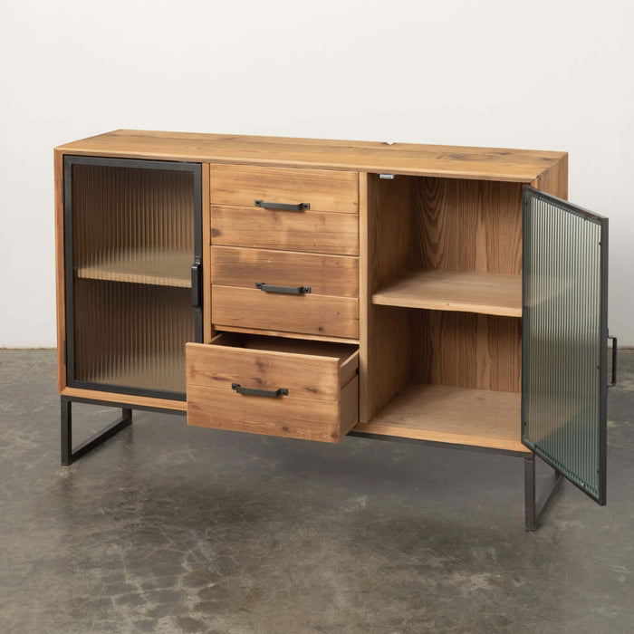 Sullivans Refined Modern Wood Console Media Table With Storage Drawers