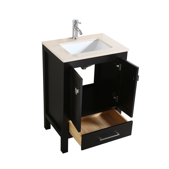 Eviva London 24" Transitional bathroom vanity with white Carrara marble countertop