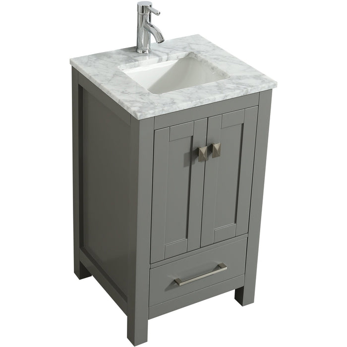 Eviva London 30" Transitional Grey bathroom vanity with white Carrara marble countertop