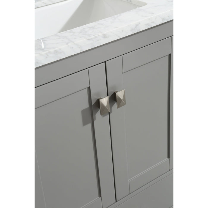 Eviva London 36" Transitional bathroom vanity with white Carrara marble countertop